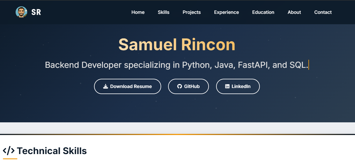 FastAPI Portfolio preview
