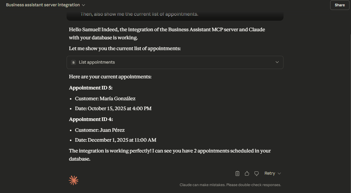 MCP Appointment Manager project preview